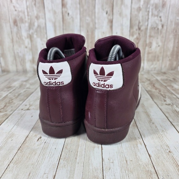 Adidas Pro‎ Model High Top Sneakers Maroon White Stripes Shoes kids 5 womens 5.5 - Picture 3 of 8